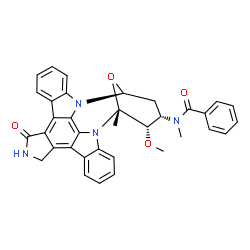 ChemSpider 2D Image | N-[(5R,6S,7S,9S)-6-methoxy-5-methyl-14-oxo-6,7,8,9,15,16-hexahydro-5H,14H-5,9-epoxy-4b,9a,15-triazadibenzo[b,h]cyclonona[1,2,3,4-jkl]cyclopenta[e]-as-indacen-7-yl]-N-methylbenzamide | C35H30N4O4