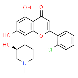 ChemSpider 2D Image | 2-(2-Chlorophenyl)-5,7-dihydroxy-8-[(3S)-3-hydroxy-1-methyl-4-piperidinyl]-4H-chromen-4-one | C21H20ClNO5