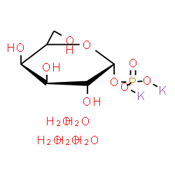 ChemSpider 2D Image | mu-[1-O-Phosphono-kappaO:kappaO'-alpha-D-galactopyranosato(2-)]dipotassium pentahydrate | C6H21K2O14P
