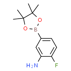 ChemSpider 2D Image | 2-Fluoro-5-(4,4,5,5-tetramethyl-1,3,2-dioxaborolan-2-yl)aniline | C12H17BFNO2