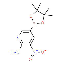 ChemSpider 2D Image | 6-Amino-5-nitropyridine-3-boronic acid pinacol ester | C11H16BN3O4