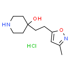 ChemSpider 2D Image | 4-[2-(3-methyl-1,2-oxazol-5-yl)ethyl]piperidin-4-ol hydrochloride | C11H19ClN2O2