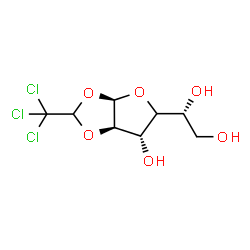 ChemSpider 2D Image | (4xi)-1,2-O-(2,2,2-Trichloroethylidene)-alpha-D-xylo-hexofuranose | C8H11Cl3O6
