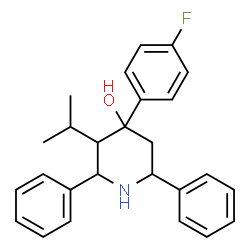ChemSpider 2D Image | 4-(4-Fluorophenyl)-3-isopropyl-2,6-diphenyl-4-piperidinol | C26H28FNO