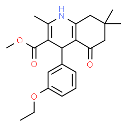 ChemSpider 2D Image | Methyl 4-(3-ethoxyphenyl)-2,7,7-trimethyl-5-oxo-1,4,5,6,7,8-hexahydro-3-quinolinecarboxylate | C22H27NO4