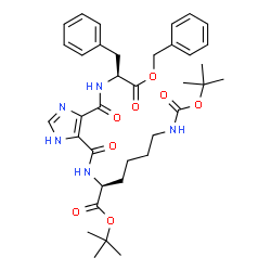 ChemSpider 2D Image | Benzyl N-[(4-{[(2S)-1-[(2-methyl-2-propanyl)oxy]-6-({[(2-methyl-2-propanyl)oxy]carbonyl}amino)-1-oxo-2-hexanyl]carbamoyl}-1H-imidazol-5-yl)carbonyl]-L-phenylalaninate | C36H47N5O8