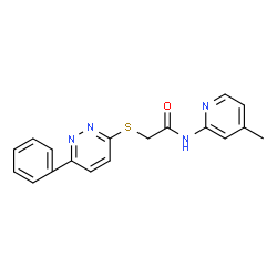 ChemSpider 2D Image | N-(4-methyl-2-pyridyl)-2-(6-phenylpyridazin-3-yl)sulfanyl-acetamide | C18H16N4OS