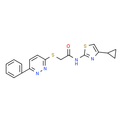 ChemSpider 2D Image | N-(4-Cyclopropyl-1,3-thiazol-2-yl)-2-[(6-phenyl-3-pyridazinyl)sulfanyl]acetamide | C18H16N4OS2