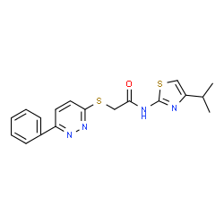 ChemSpider 2D Image | N-(4-Isopropyl-1,3-thiazol-2-yl)-2-[(6-phenyl-3-pyridazinyl)sulfanyl]acetamide | C18H18N4OS2