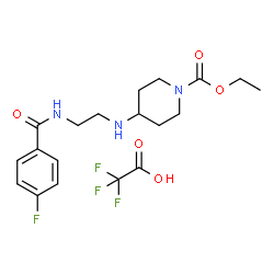 ChemSpider 2D Image | Ethyl 4-({2-[(4-fluorobenzoyl)amino]ethyl}amino)-1-piperidinecarboxylate trifluoroacetate (1:1) | C19H25F4N3O5
