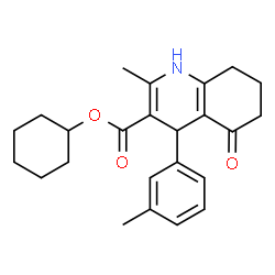 ChemSpider 2D Image | Cyclohexyl 2-methyl-4-(3-methylphenyl)-5-oxo-1,4,5,6,7,8-hexahydro-3-quinolinecarboxylate | C24H29NO3