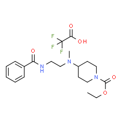 ChemSpider 2D Image | Ethyl 4-{[2-(benzoylamino)ethyl](methyl)amino}-1-piperidinecarboxylate trifluoroacetate (1:1) | C20H28F3N3O5