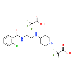 ChemSpider 2D Image | 2-Chloro-N-[2-(4-piperidinylamino)ethyl]benzamide trifluoroacetate (1:2) | C18H22ClF6N3O5