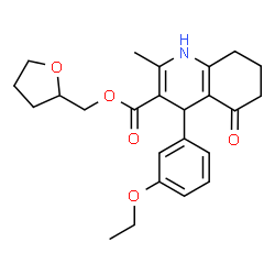 ChemSpider 2D Image | Tetrahydro-2-furanylmethyl 4-(3-ethoxyphenyl)-2-methyl-5-oxo-1,4,5,6,7,8-hexahydro-3-quinolinecarboxylate | C24H29NO5