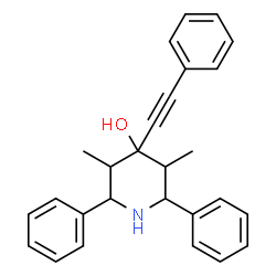 ChemSpider 2D Image | 3,5-Dimethyl-2,6-diphenyl-4-(phenylethynyl)-4-piperidinol | C27H27NO