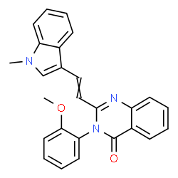 ChemSpider 2D Image | 3-(2-Methoxyphenyl)-2-[2-(1-methyl-1H-indol-3-yl)vinyl]-4(3H)-quinazolinone | C26H21N3O2