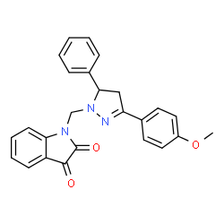 ChemSpider 2D Image | 1-{[3-(4-Methoxyphenyl)-5-phenyl-4,5-dihydro-1H-pyrazol-1-yl]methyl}-1H-indole-2,3-dione | C25H21N3O3
