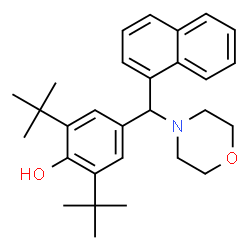 ChemSpider 2D Image | 2,6-Di-tert-butyl-4-(morpholin-4-yl-naphthalen-1-yl-methyl)-phenol | C29H37NO2