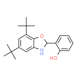 ChemSpider 2D Image | 2-[5,7-Bis(2-methyl-2-propanyl)-2,3-dihydro-1,3-benzoxazol-2-yl]phenol | C21H27NO2