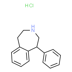 ChemSpider 2D Image | 1-Phenyl-2,3,4,5-tetrahydro-1H-3-benzazepine hydrochloride (1:1) | C16H18ClN