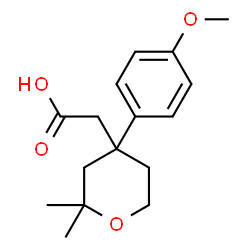 ChemSpider 2D Image | [4-(4-METHOXYPHENYL)-2,2-DIMETHYLOXAN-4-YL]ACETIC ACID | C16H22O4
