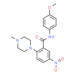 ChemSpider 2D Image | N-(4-Methoxyphenyl)-2-(4-methyl-1-piperazinyl)-5-nitrobenzamide | C19H22N4O4
