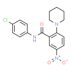 ChemSpider 2D Image | N-(4-Chlorophenyl)-5-nitro-2-(1-piperidinyl)benzamide | C18H18ClN3O3