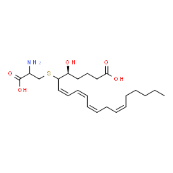 ChemSpider 2D Image | (5S,7Z,9Z,11Z,14Z)-6-[(2-Amino-2-carboxyethyl)sulfanyl]-5-hydroxy-7,9,11,14-icosatetraenoic acid | C23H37NO5S