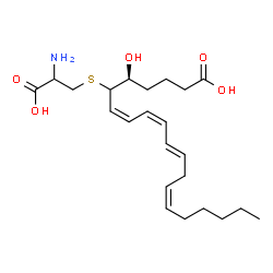 ChemSpider 2D Image | (5S,7Z,9Z,11E,14Z)-6-[(2-Amino-2-carboxyethyl)sulfanyl]-5-hydroxy-7,9,11,14-icosatetraenoic acid | C23H37NO5S
