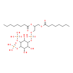 ChemSpider 2D Image | 3-[(Hydroxy{[(1R,2R,3S)-2,3,6-trihydroxy-4,5-bis(phosphonooxy)cyclohexyl]oxy}phosphoryl)oxy]-1,2-propanediyl dioctanoate | C25H49O19P3