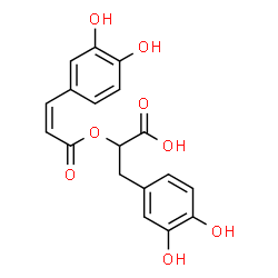 ChemSpider 2D Image | 3-(3,4-Dihydroxyphenyl)-2-{[(2Z)-3-(3,4-dihydroxyphenyl)-2-propenoyl]oxy}propanoic acid | C18H16O8