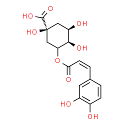 ChemSpider 2D Image | (1S,4R,5R)-3-{[(2Z)-3-(3,4-Dihydroxyphenyl)-2-propenoyl]oxy}-1,4,5-trihydroxycyclohexanecarboxylic acid | C16H18O9
