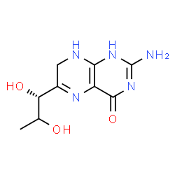 ChemSpider 2D Image | 2-amino-6-[(1R)-1,2-dihydroxypropyl]-7,8-dihydro-1H-pteridin-4-one | C9H13N5O3