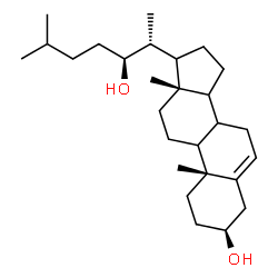 ChemSpider 2D Image | (3beta,8xi,9xi,14xi,17xi,20R,22S)-Cholest-5-ene-3,22-diol | C27H46O2