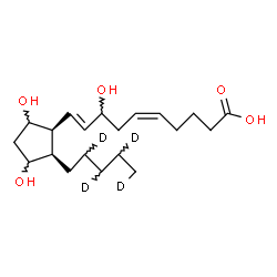 ChemSpider 2D Image | (5Z,9E)-10-{(1S,2R)-3,5-Dihydroxy-2-[(2,3,4,5-~2~H_4_)pentyl]cyclopentyl}-8-hydroxy-5,9-decadienoic acid | C20H30D4O5