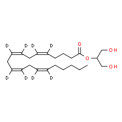 ChemSpider 2D Image | 1,3-Dihydroxy-2-propanyl (5Z,8Z,11Z,14Z)-(5,6,8,9,11,12,14,15-~2~H_8_)-5,8,11,14-icosatetraenoate | C23H30D8O4
