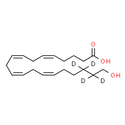 ChemSpider 2D Image | (5Z,8Z,11Z,14Z)-20-Hydroxy(18,18,19,19-~2~H_4_)-5,8,11,14-icosatetraenoic acid | C20H28D4O3