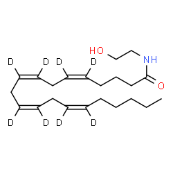 ChemSpider 2D Image | (5Z,8Z,11Z,14Z)-N-(2-Hydroxyethyl)(5,6,8,9,11,12,14,15-~2~H_8_)-5,8,11,14-icosatetraenamide | C22H29D8NO2