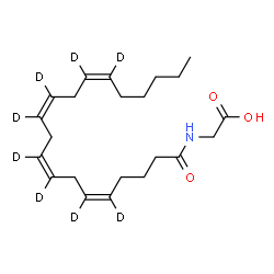 ChemSpider 2D Image | N-[(5Z,8Z,11Z,14Z)-(5,6,8,9,11,12,14,15-~2~H_8_)-5,8,11,14-Icosatetraenoyl]glycine | C22H27D8NO3