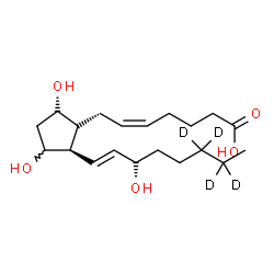 ChemSpider 2D Image | (5Z,8beta,9beta,13E,15R)-9,11,15-Trihydroxy(18,18,19,19-~2~H_4_)prosta-5,13-dien-1-oic acid | C20H30D4O5