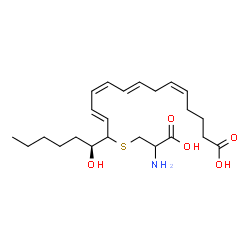 ChemSpider 2D Image | (5Z,8E,10Z,12E,15S)-14-[(2-Amino-2-carboxyethyl)sulfanyl]-15-hydroxy-5,8,10,12-icosatetraenoic acid | C23H37NO5S