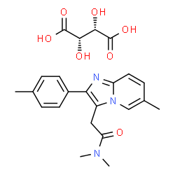 ChemSpider 2D Image | (2S,3S)-2,3-Dihydroxysuccinic acid - N,N-dimethyl-2-[6-methyl-2-(4-methylphenyl)imidazo[1,2-a]pyridin-3-yl]acetamide (1:1) | C23H27N3O7