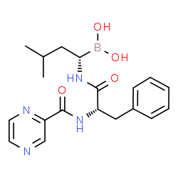 ChemSpider 2D Image | ((S)-3-Methyl-1-((S)-3-phenyl-2-(pyrazine-2-carboxamido)propanamido)butyl)boronic acid | C19H25BN4O4