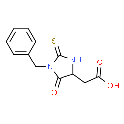 ChemSpider 2D Image | (1-Benzyl-5-oxo-2-thioxo-4-imidazolidinyl)acetic acid | C12H12N2O3S