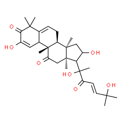 ChemSpider 2D Image | (9alpha,14beta,17xi,20xi,23E)-2,16,20,25-Tetrahydroxy-9,10,14-trimethyl-4,9-cyclo-9,10-secocholesta-2,5,23-triene-1,11,22-trione | C30H42O7