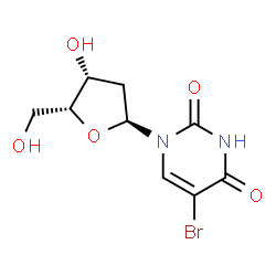 ChemSpider 2D Image | 5-Bromo-1-(2-deoxy-alpha-D-threo-pentofuranosyl)-2,4(1H,3H)-pyrimidinedione | C9H11BrN2O5
