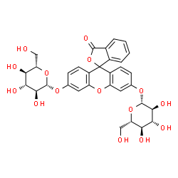 ChemSpider 2D Image | 6'-(beta-L-Glucopyranosyloxy)-3-oxo-3H-spiro[2-benzofuran-1,9'-xanthen]-3'-yl beta-L-glucopyranoside | C32H32O15