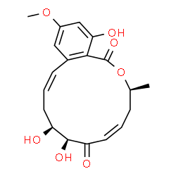 ChemSpider 2D Image | (3S,5Z,8S,9S,11Z)-8,9,16-Trihydroxy-14-methoxy-3-methyl-3,4,9,10-tetrahydro-1H-2-benzoxacyclotetradecine-1,7(8H)-dione | C19H22O7