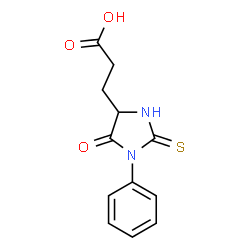 ChemSpider 2D Image | 5-Oxo-1-phenyl-2-thioxo-4-imidazolidinepropanoic acid | C12H12N2O3S