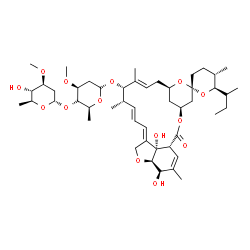 ChemSpider 2D Image | (1'R,2R,4'S,5S,6R,8'R,10'E,12'S,13'S,14'E,16'E,20'R,24'S)-6-[(2R)-2-Butanyl]-21',24'-dihydroxy-5,11',13',22'-tetramethyl-2'-oxo-3,4,5,6-tetrahydrospiro[pyran-2,6'-[3,7,19]trioxatetracyclo[15.6.1.1~4,8
~.0~20,24~]pentacosa[10,14,16,22]tetraen]-12'-yl 2,6-dideoxy-4-O-(2,6-dideoxy-3-O-methyl-alpha-L-arabino-hexopyranosyl)-3-O-methyl-beta-L-lyxo-hexopyranoside | C48H74O14
